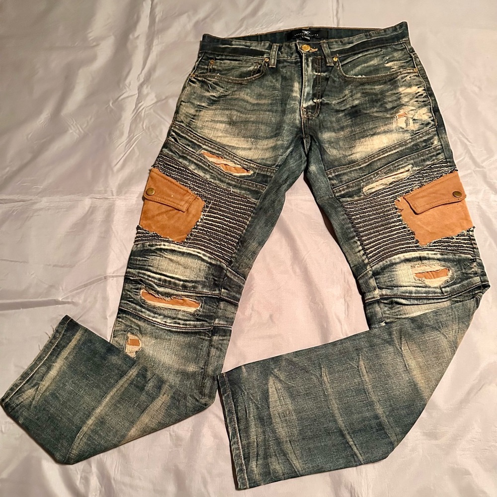 Mens Jordan Craig Distressed Cargo Jeans